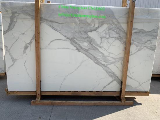 3D Calacatta Marble Effect Crystallized Nano Glass Slabs