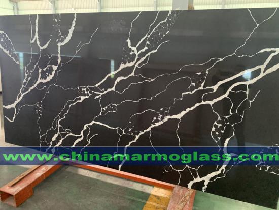 Black Calacatta Artificial quartz stone for countertop high quality quartz slabs with low price