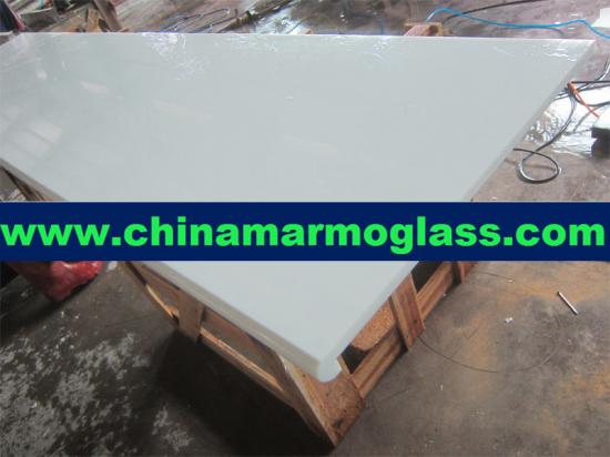 Tianrun Stoneglass Nano Glass Kitchen Island Countertops Cabinet White Color