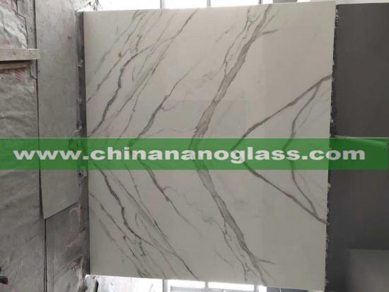 Bookmatch Artificial Calacatta Nano Glass Marble Slab for Decoration Walls