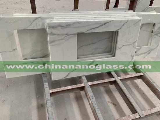 nano calcutta glass stone slab for vanitytop