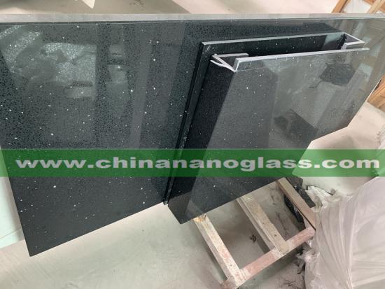 Artificial Black Mirror Black Galaxy Quartz Stone Slabs for Counertops