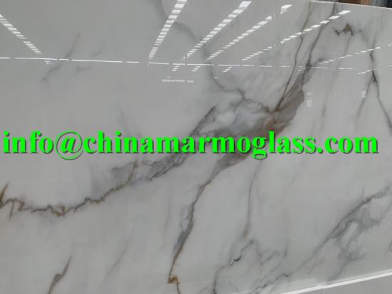 20mm Crystallized Stoneglass Calacatta Gold Nano Glass Slabs