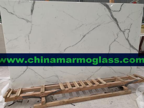 Calacatta Nano Crystal Glass Slab