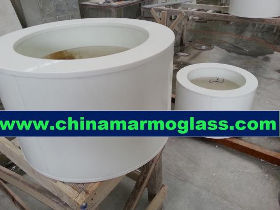 white marmoglass column white crystal crystallized glass panel wall column