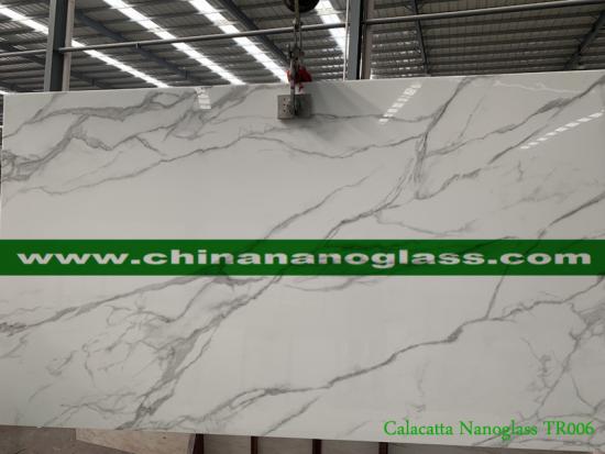 China Man-Made Stone Nano Crystallized Glass Stone Calacatta White Slab