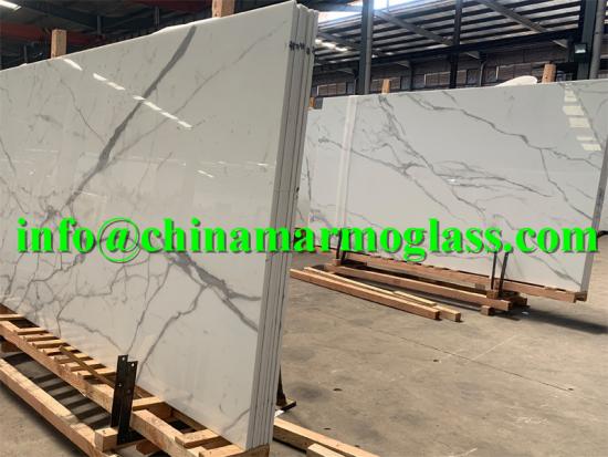 Calacatta White Nano Crystallized Glass Slab Countertop