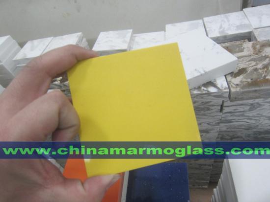 Pure Yellow Quartz Stone For Bathroom Countertops Color