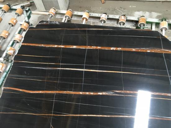 High Polsihed Saint Lauren Slabs and Lauren Black Gold Marble Slabs Laurent Black Marble