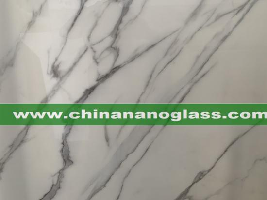 White Grey Vein Marble Type Nano Glass Stone Nanoglass Slab