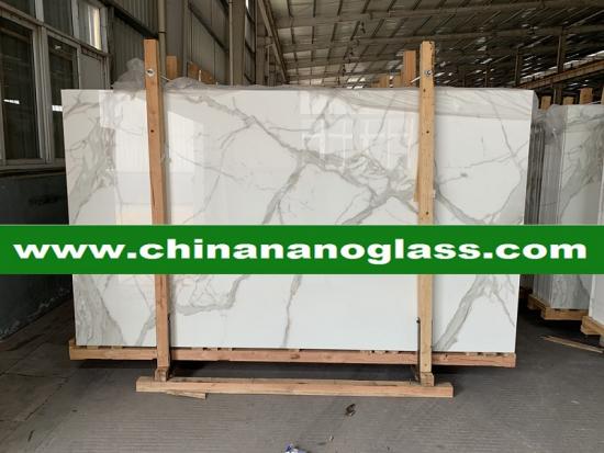 Calacatta Nano Crystal Glass Slab