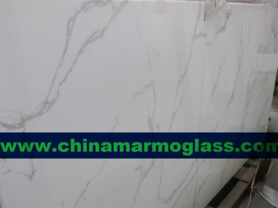 Calacatta Marmoglass Slabs for kitchen and bathroom