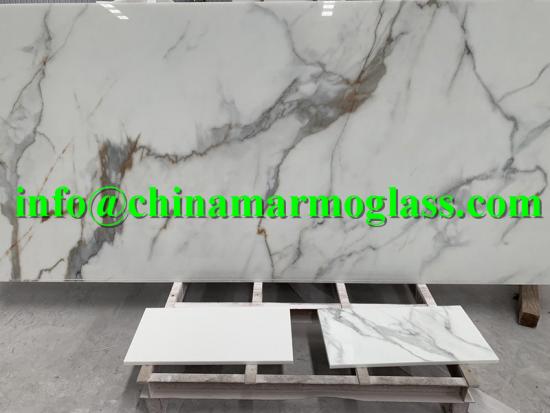 calacatta nano crystallized glass stone slabs