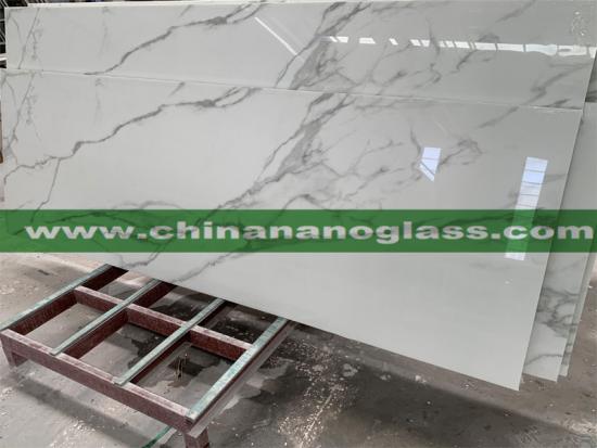 Artificial Stone Nano Glass Calacatta White Marble Slabs for Interior Wall and Background