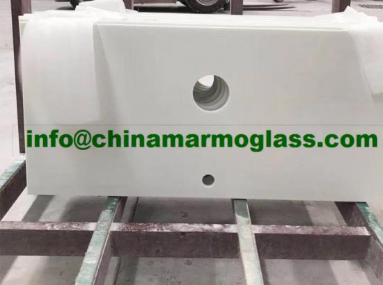 Crystallized Glass White Marble Nano Glass Stone Kitchens Bathrooms Construction