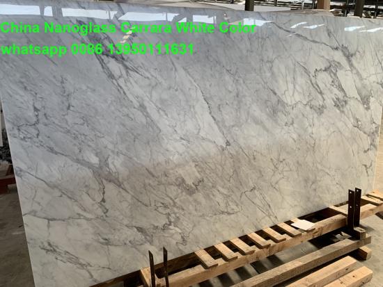 Tianrun Stoneglass The Latest Technology 3D Nano Glass Carrara White Marble Slabs