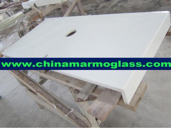 Super White Nano Glass Bathroom Vanity tops for hotel project