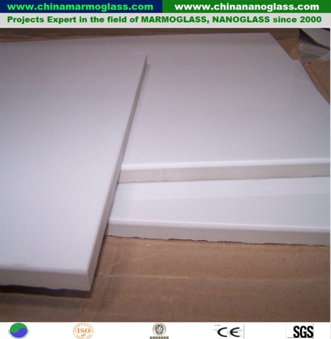 New generation White Crystallized Glass Panel Porcelain backed composite tiles