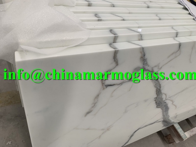 Calacatta White Nano Glass Stone Vanity Tops