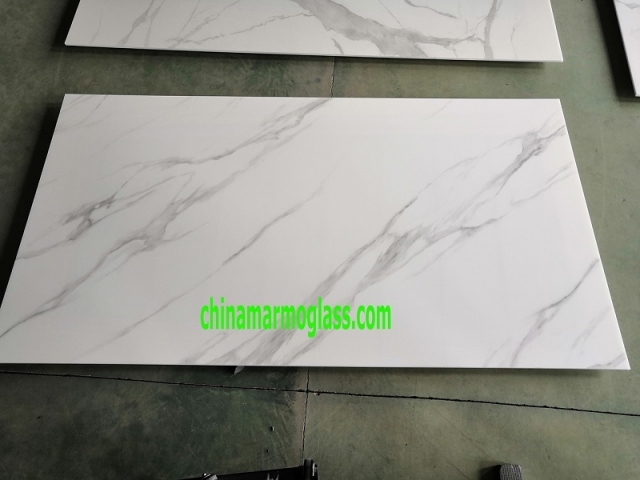 Calacatta White Marblised Stoneglass Slab XTS801