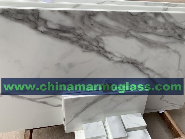 Statuario White Nano Glass Marble for Coutertops