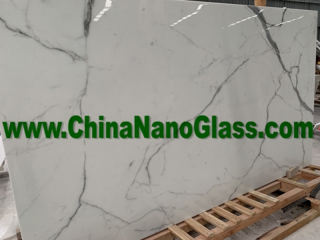 3D Calacatta Marble Effect Crystallized Nano Glass