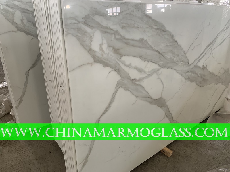 Calacatta Borghini <a href='https://www.chinananoglass.com/nanoglass'>nano glass</a> Marble Slab