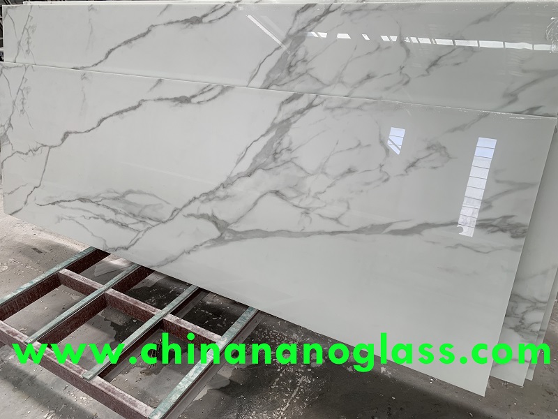 Calacatta White <a href='https://www.chinananoglass.com/nanoglass'>nano glass</a> Vanity top and countertops