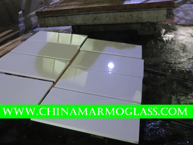 Nano Crystallized Glass Stone Super White Tiles 30.5x61x1cm on cutting