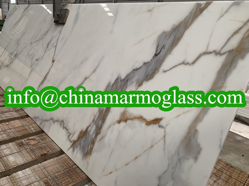 2CM Calacatta Oro Stoneglass Nano Marble Slab Counter Tops