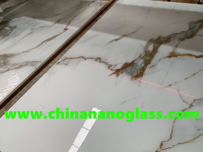 NANO CRYSTALLIZED GLASS MARBLE SLAB CUTTING